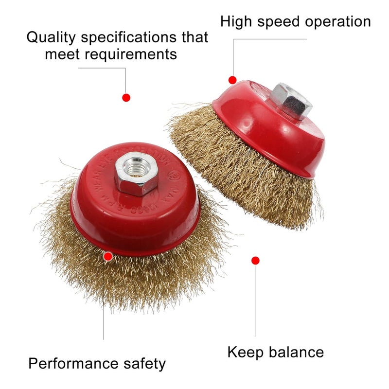 TEHAUX 2pcs Heavy Duty Wire Cup Brush Wheel for Drill Metal Cleaning High Elasticity - Image 4